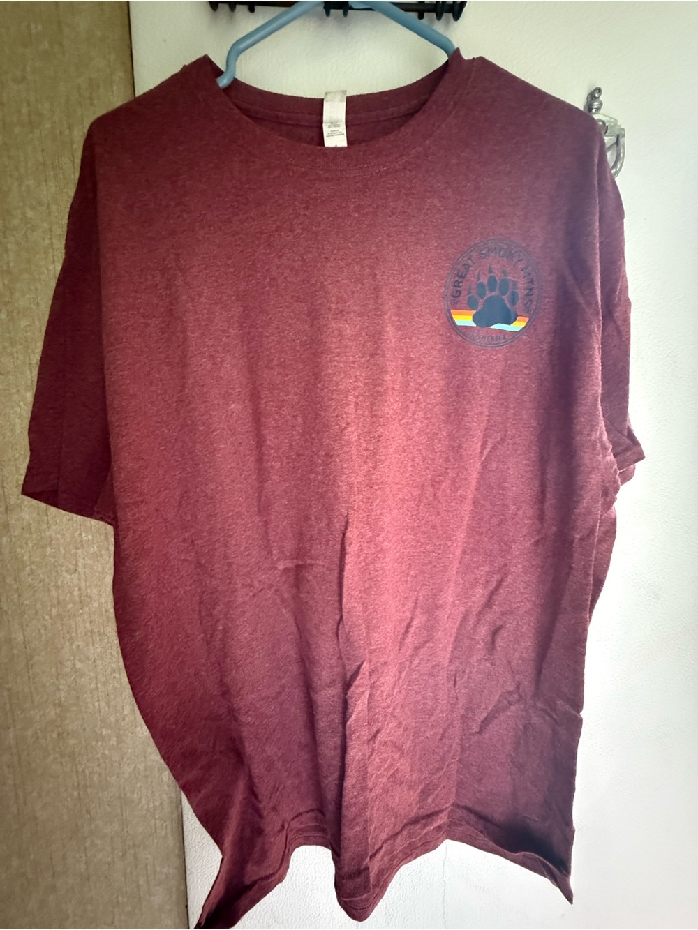 Gildan Maroon Short Sleeve Tee with Small Paw Emblem